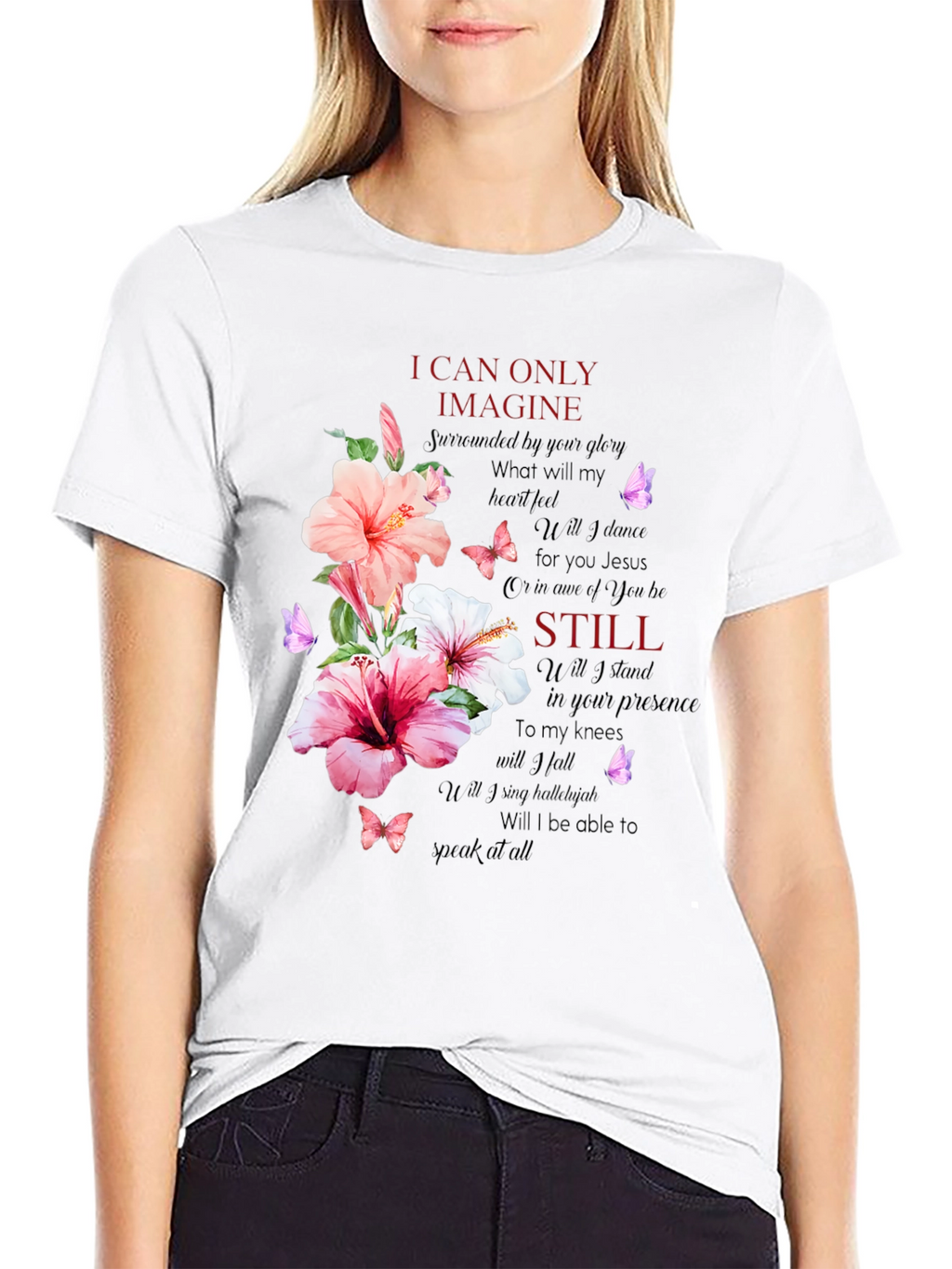 Floral Christian T-Shirt - I Can Only Imagine