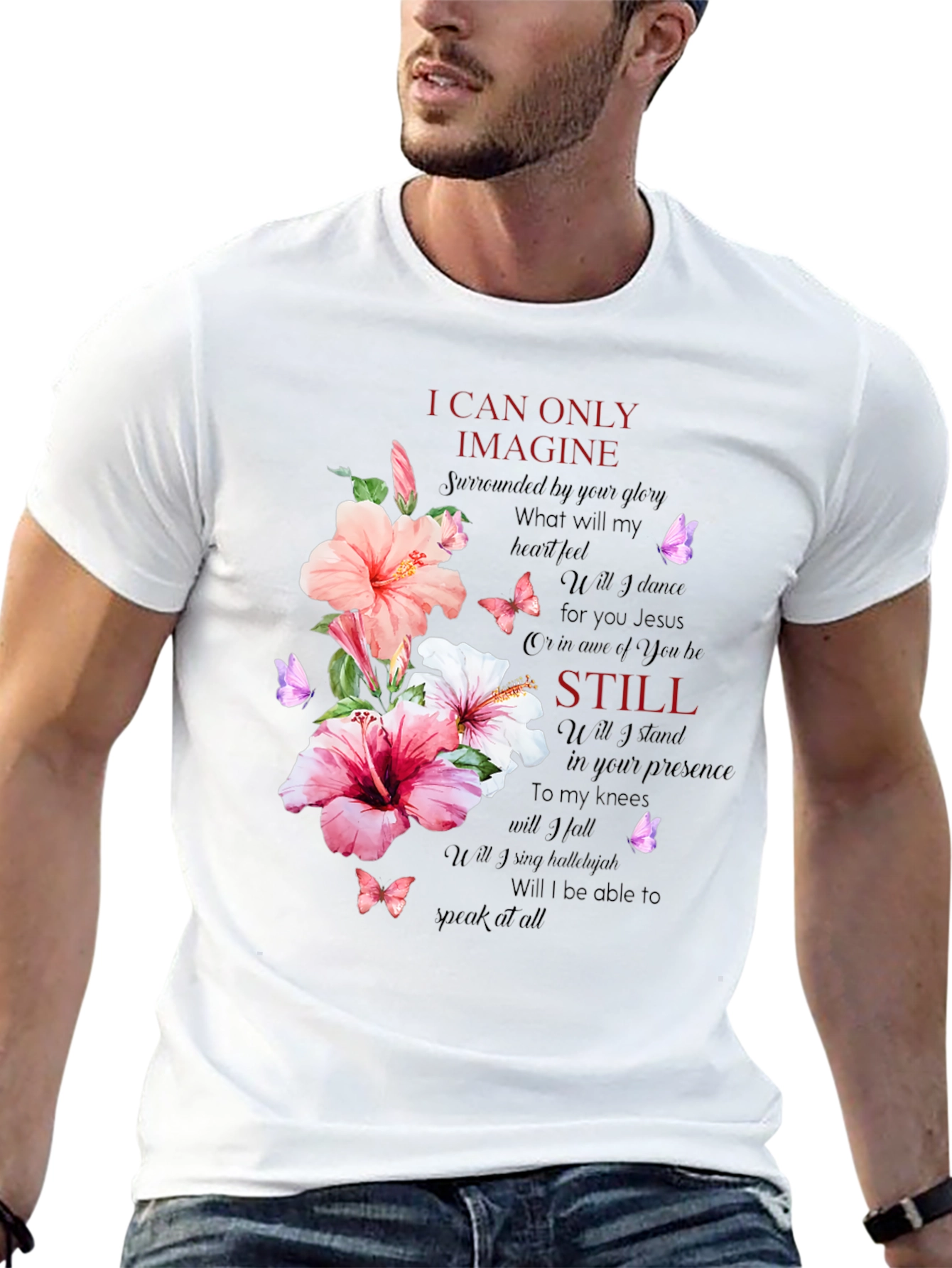 Floral Christian T-Shirt - I Can Only Imagine
