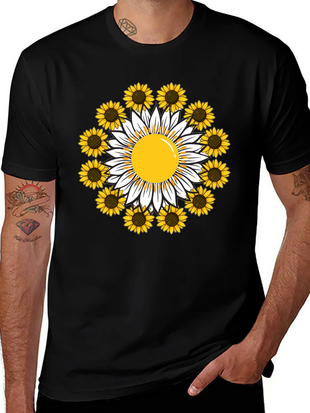 Sunflower Daisy Graphic Tee - Trendy Casual T-Shirt