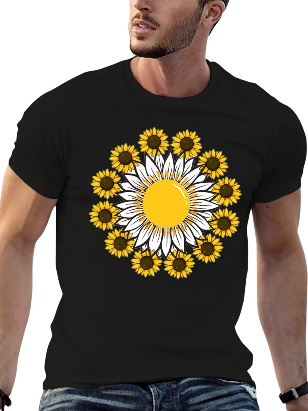 Sunflower Daisy Graphic Tee - Trendy Casual T-Shirt