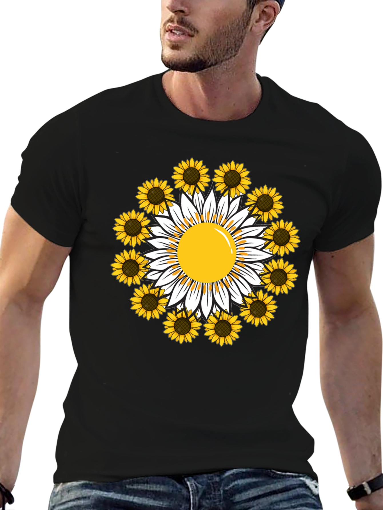Sunflower Daisy Graphic Tee - Trendy Casual T-Shirt