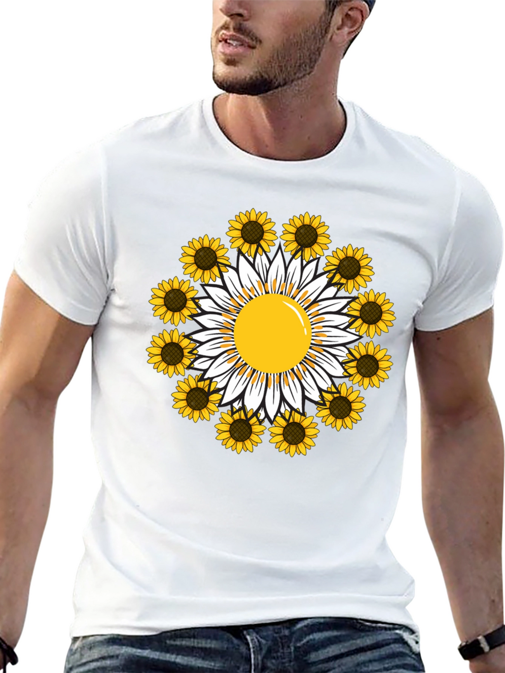 Sunflower Daisy Graphic Tee - Trendy Casual T-Shirt