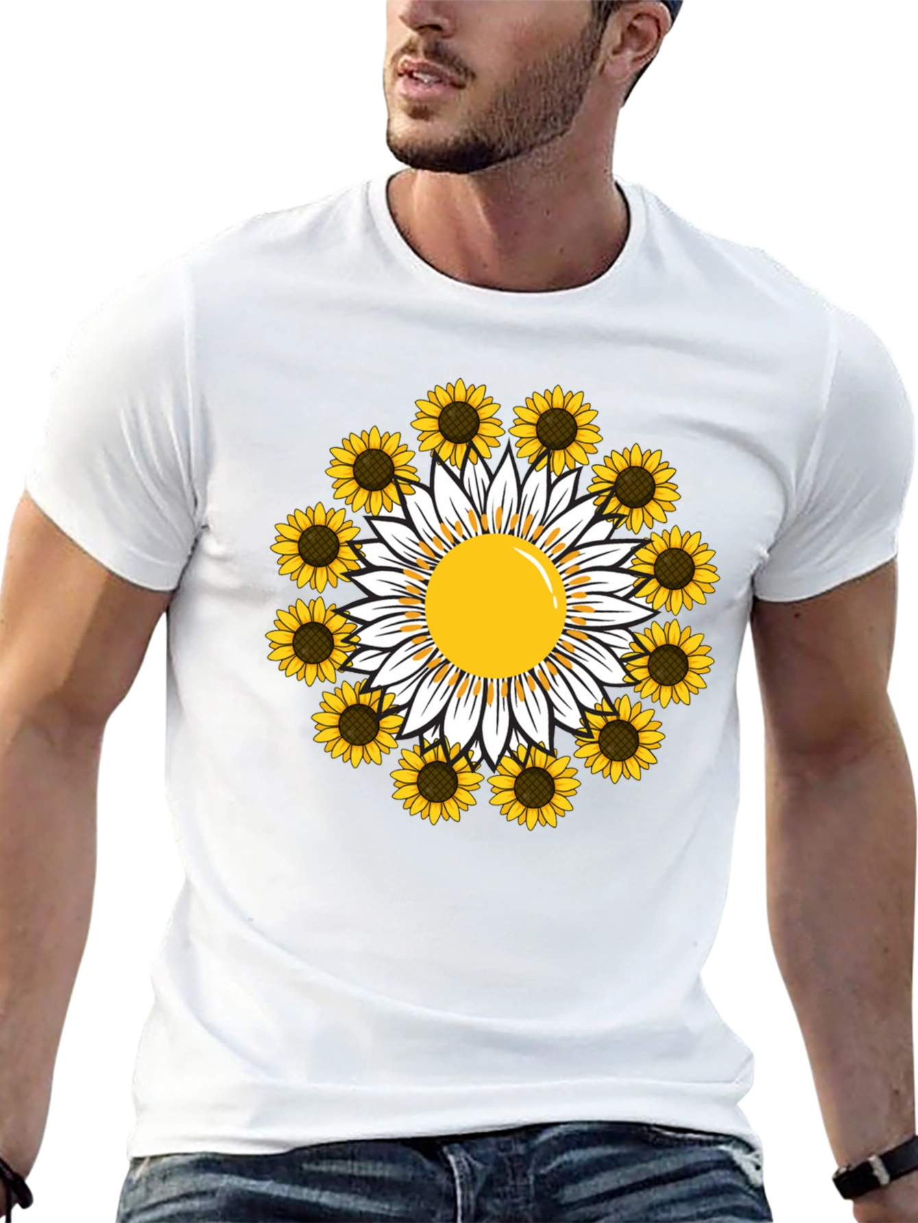 Sunflower Daisy Graphic Tee - Trendy Casual T-Shirt