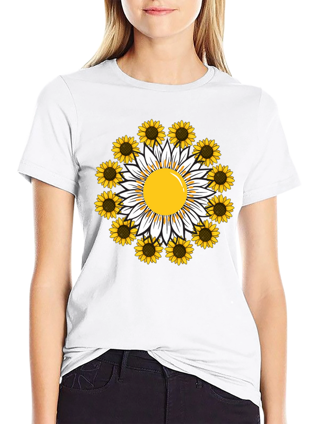 Sunflower Daisy Graphic Tee - Trendy Casual T-Shirt