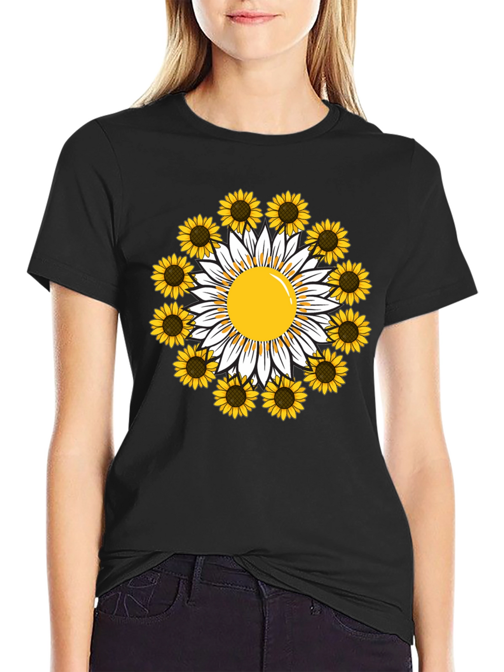 Sunflower Daisy Graphic Tee - Trendy Casual T-Shirt