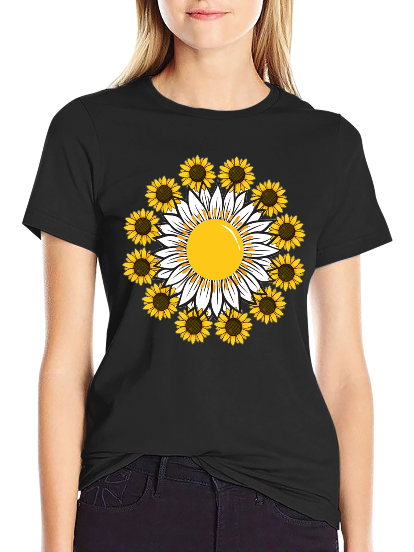 Sunflower Daisy Graphic Tee - Trendy Casual T-Shirt