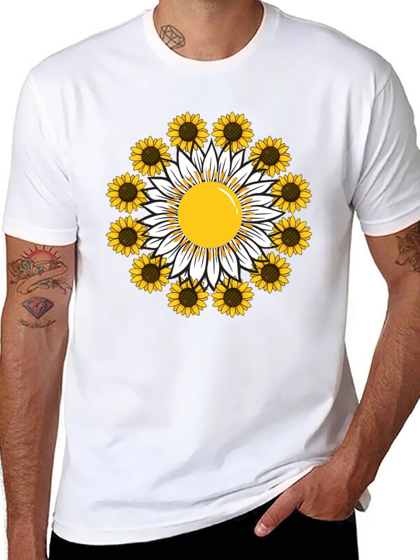 Sunflower Daisy Graphic Tee - Trendy Casual T-Shirt