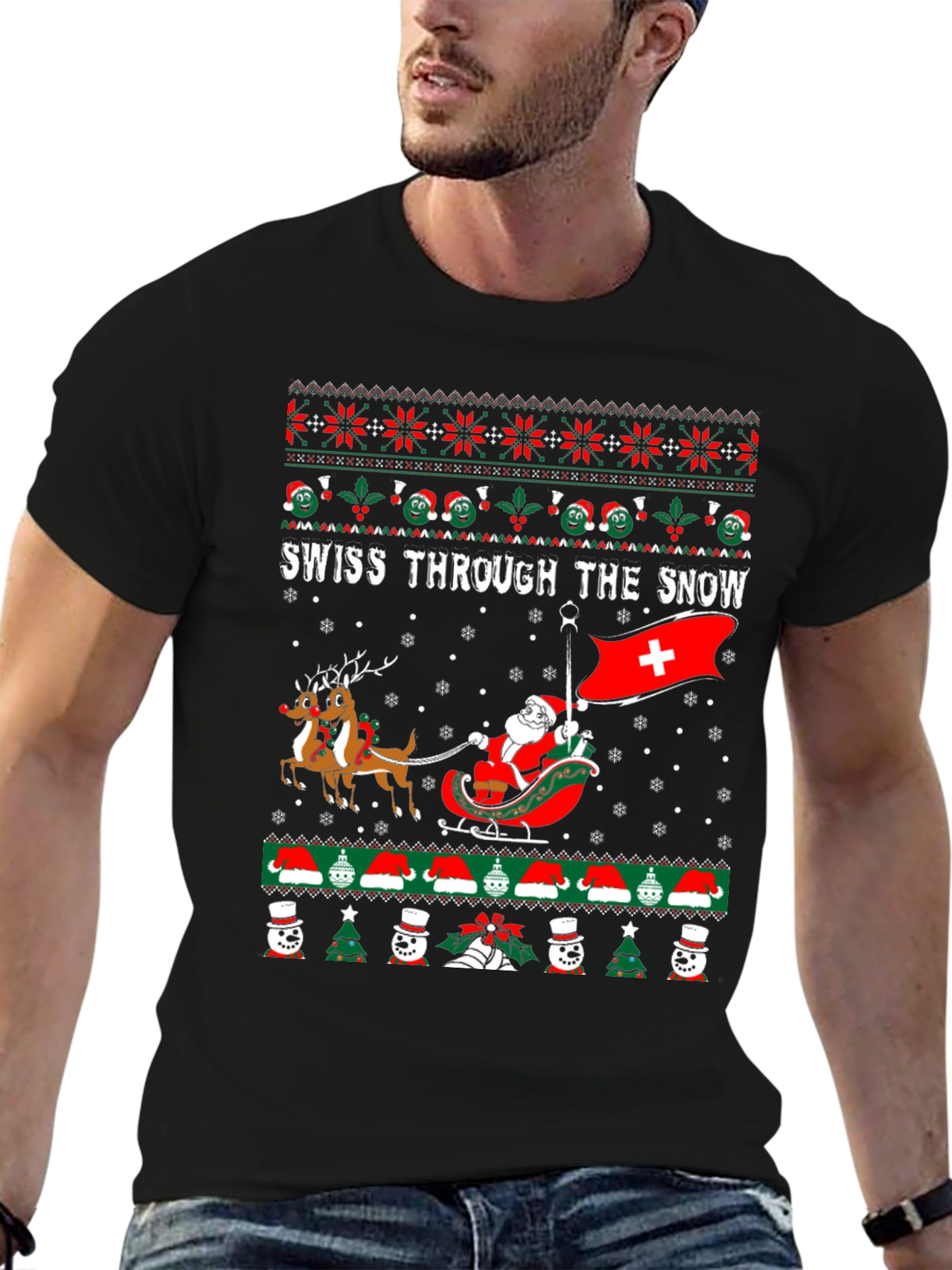 Swiss Through The Snow Christmas Sweater T-Shirt