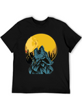 Wolf Howling at Moon Graphic Tee