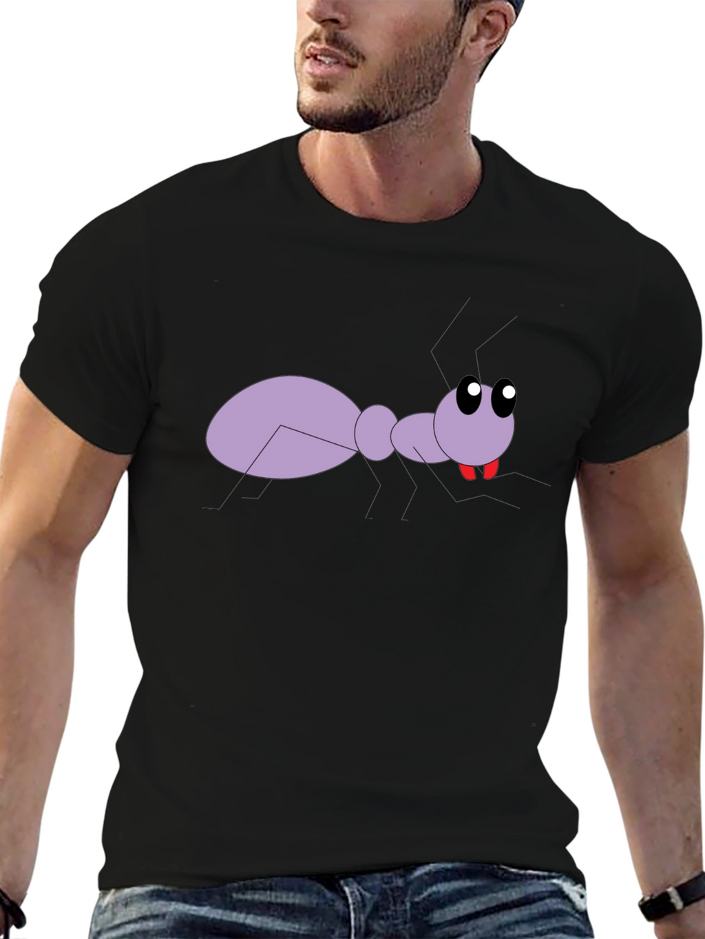 Cartoon Ant Graphic Tee - Black