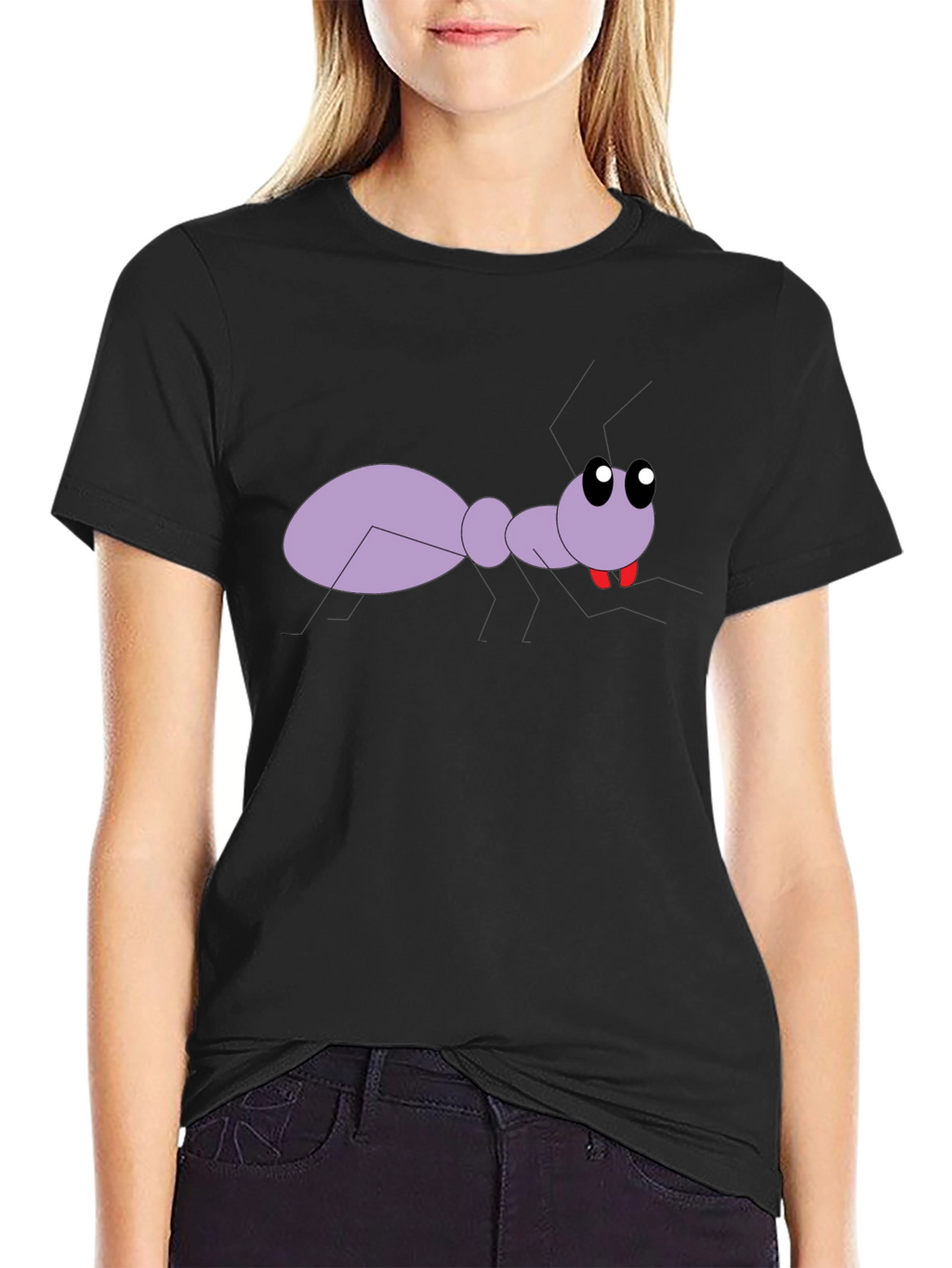 Cartoon Ant Graphic Tee - Black