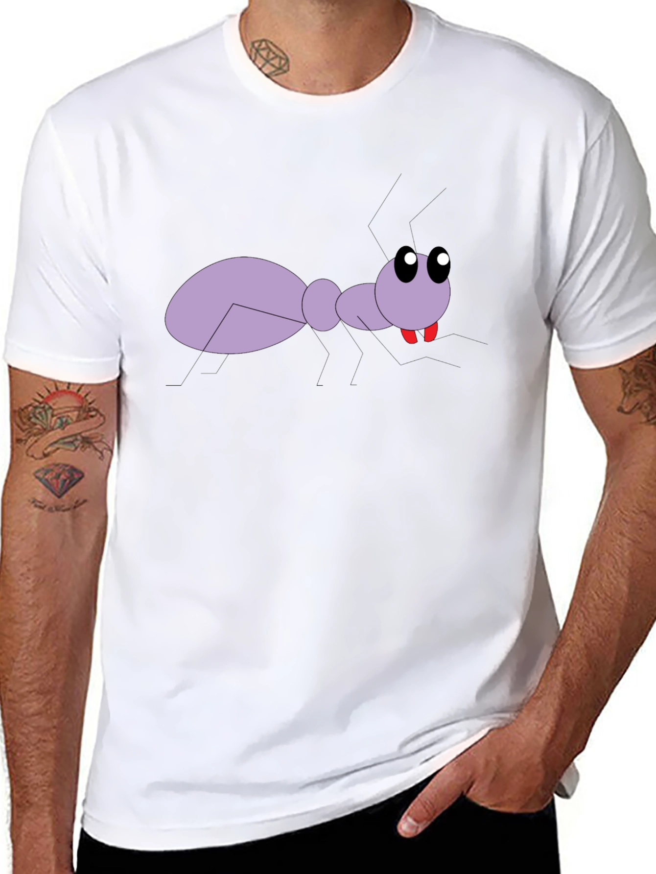Cartoon Ant Graphic Tee - Black