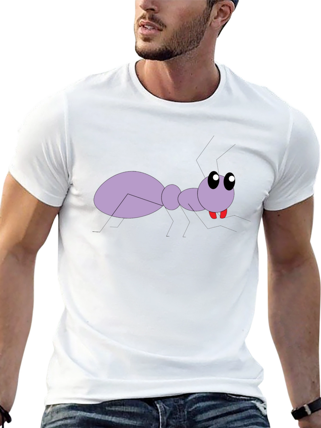 Cartoon Ant Graphic Tee - Black