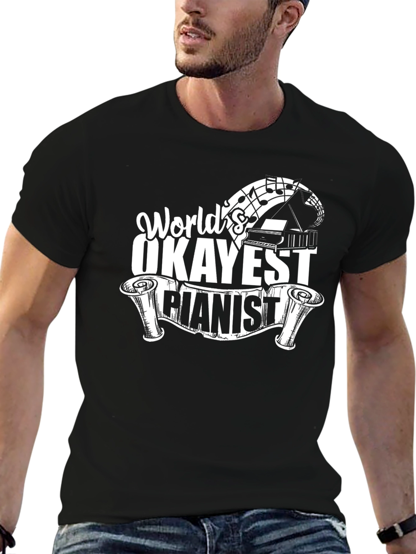 Worlds Okayest Pianist Graphic Tee - Music Lover Shirt