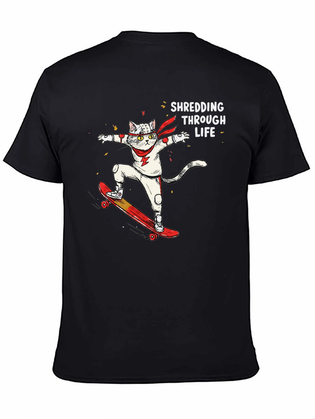 Skateboarding Cat T-Shirt - Shredding Through Life Tee