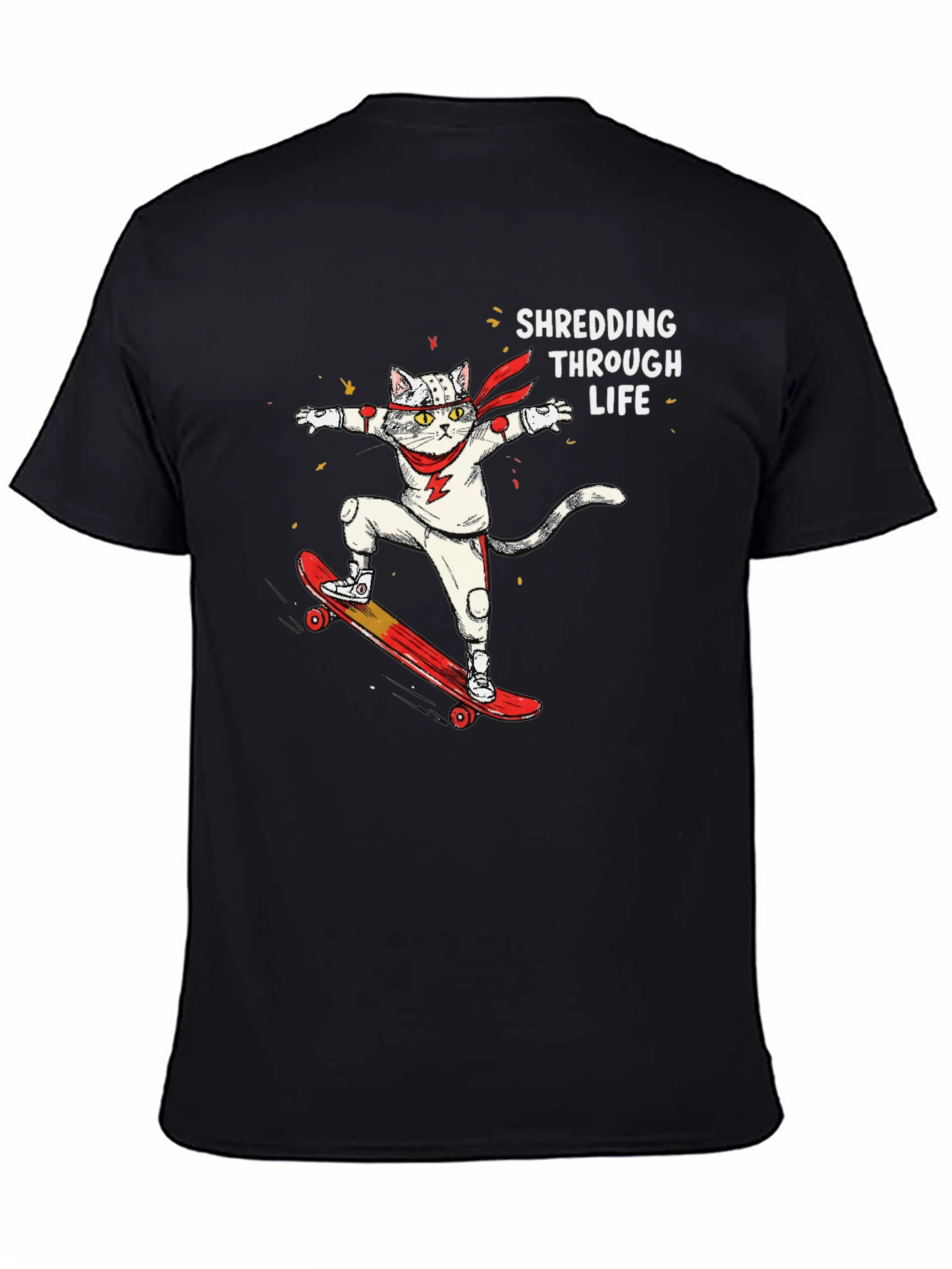 Skateboarding Cat T-Shirt - Shredding Through Life Tee