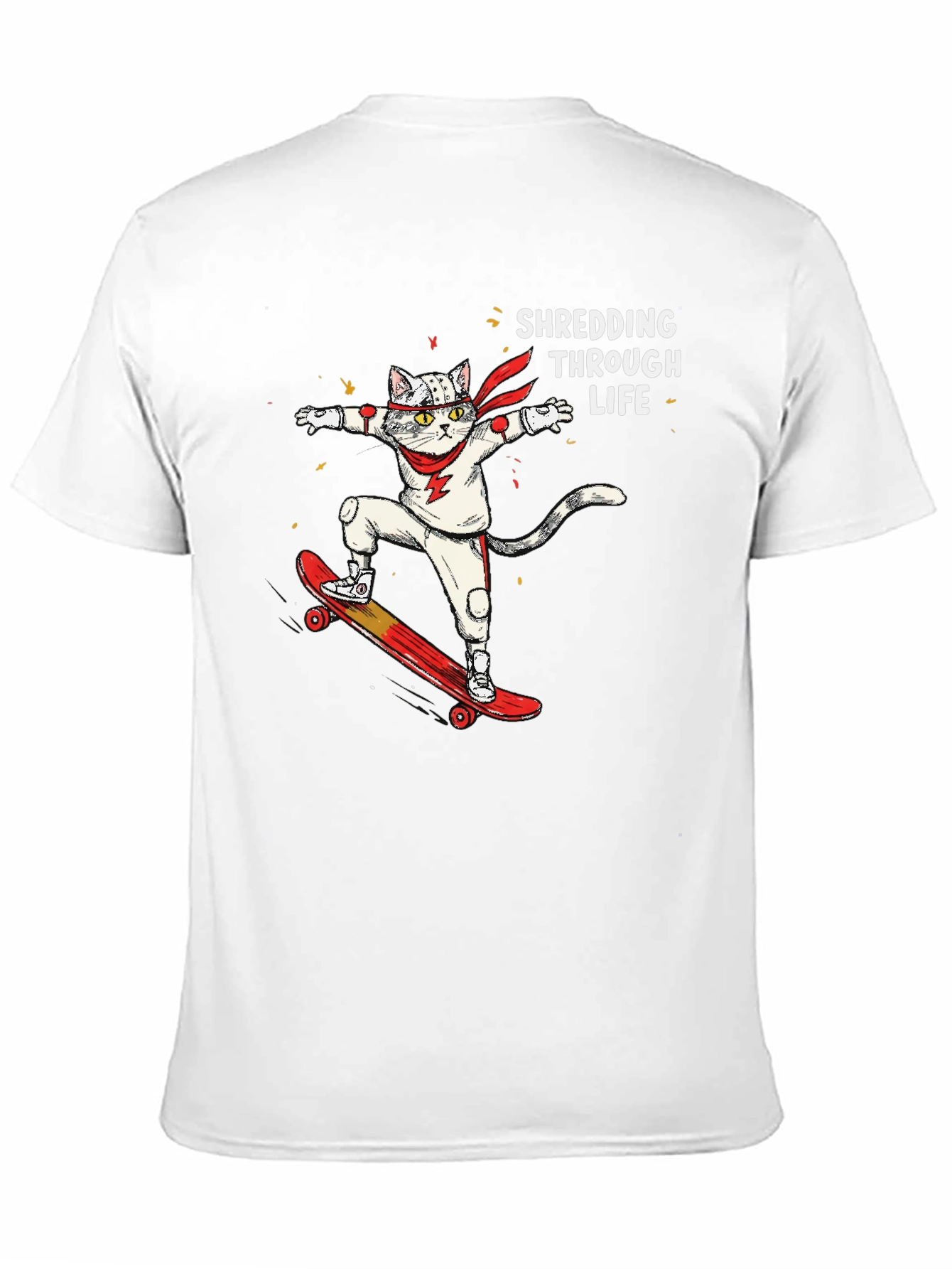 Skateboarding Cat T-Shirt - Shredding Through Life Tee
