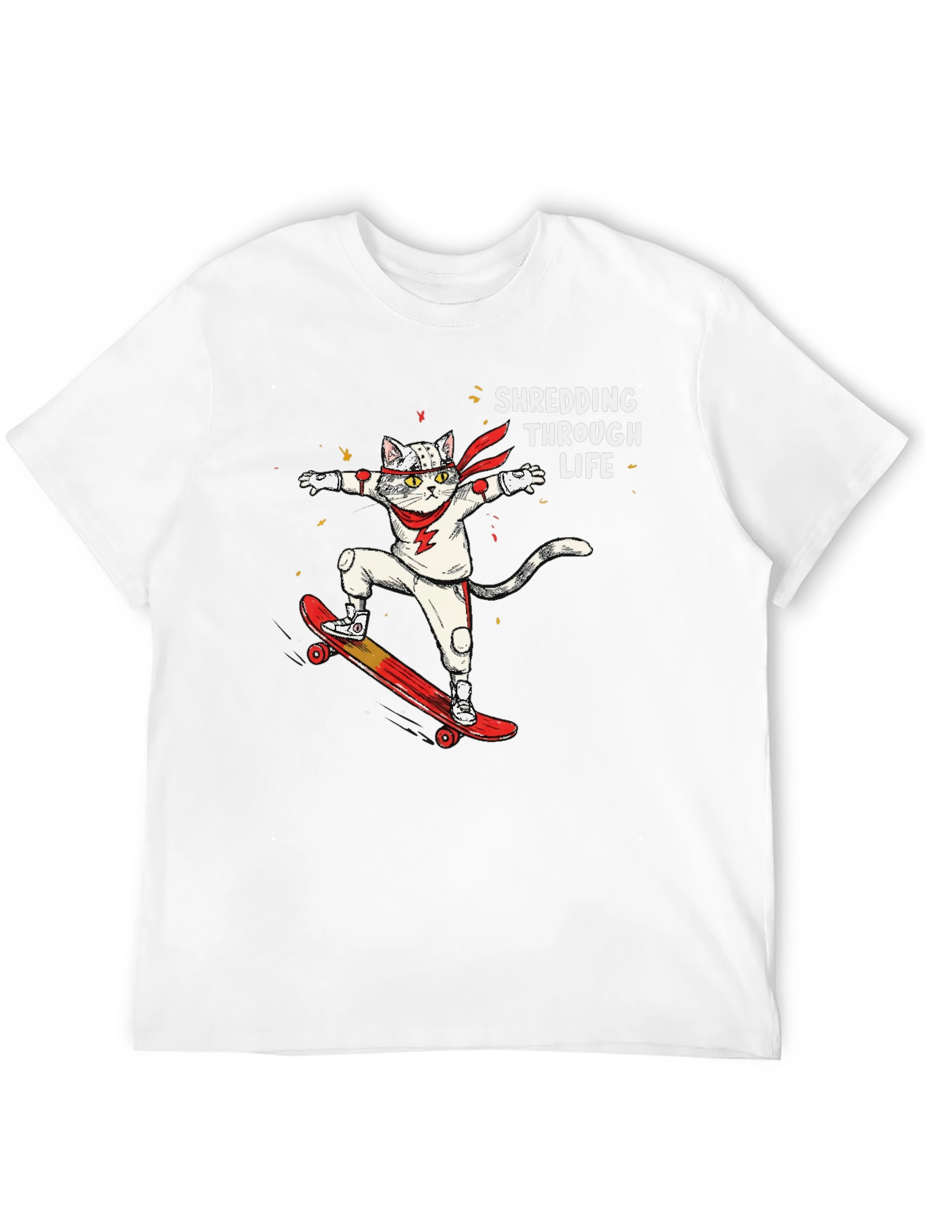 Skateboarding Cat T-Shirt - Shredding Through Life Tee