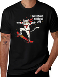 Skateboarding Cat T-Shirt - Shredding Through Life Tee