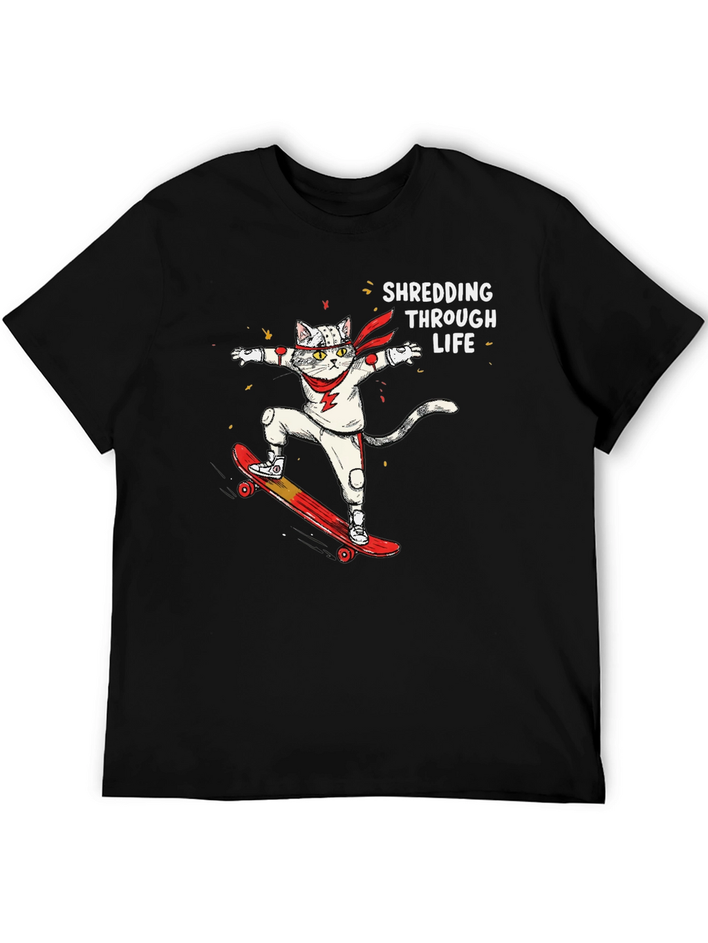 Skateboarding Cat T-Shirt - Shredding Through Life Tee