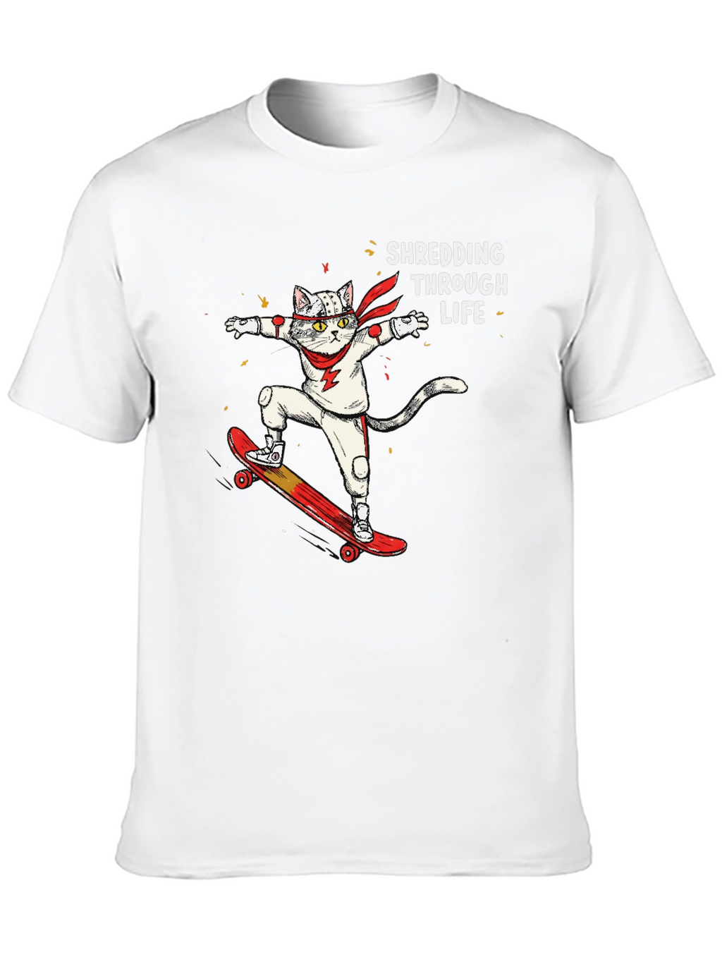 Skateboarding Cat T-Shirt - Shredding Through Life Tee