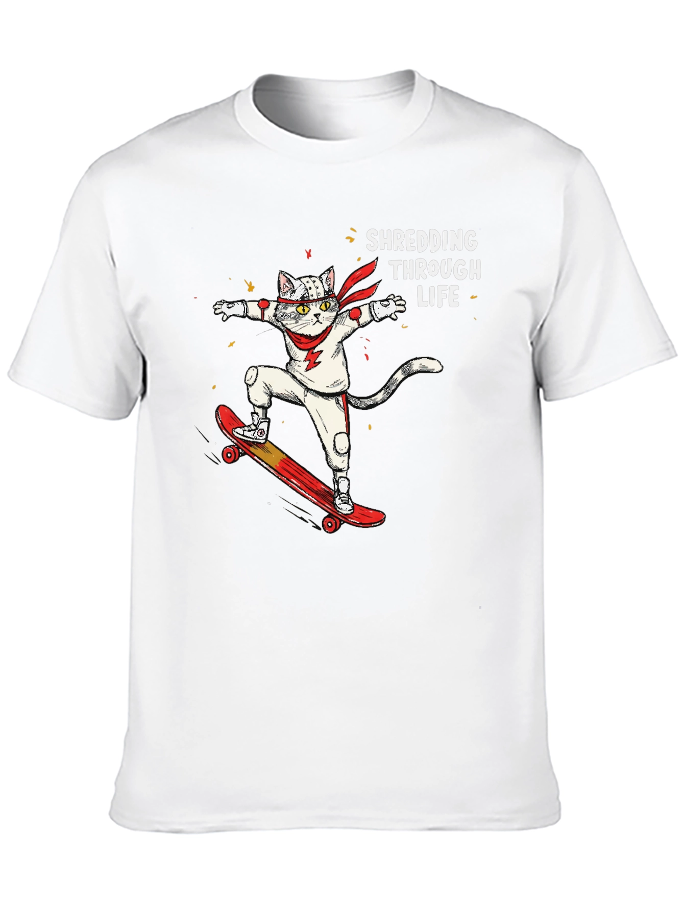 Skateboarding Cat T-Shirt - Shredding Through Life Tee