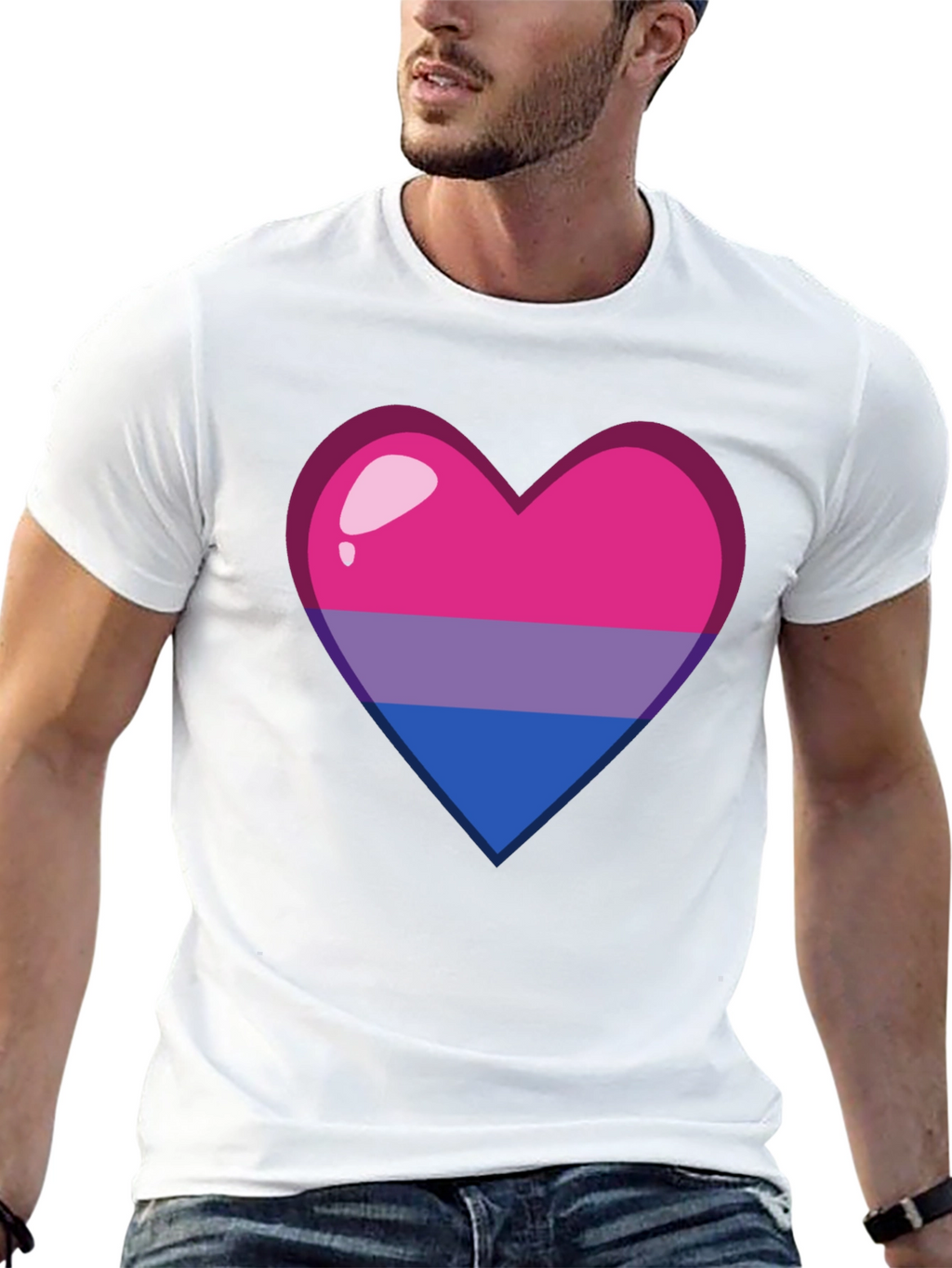 Bisexual Pride Heart Graphic Tee - Soft Cotton Blend