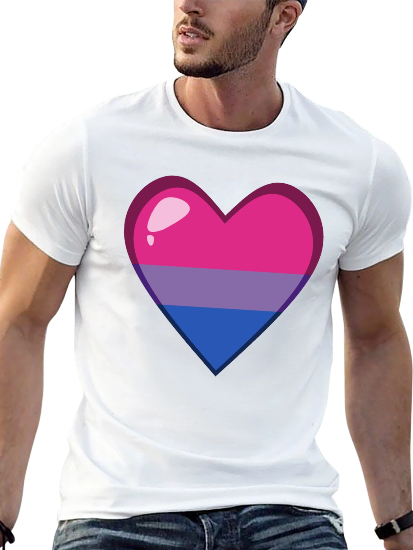 Bisexual Pride Heart Graphic Tee - Soft Cotton Blend