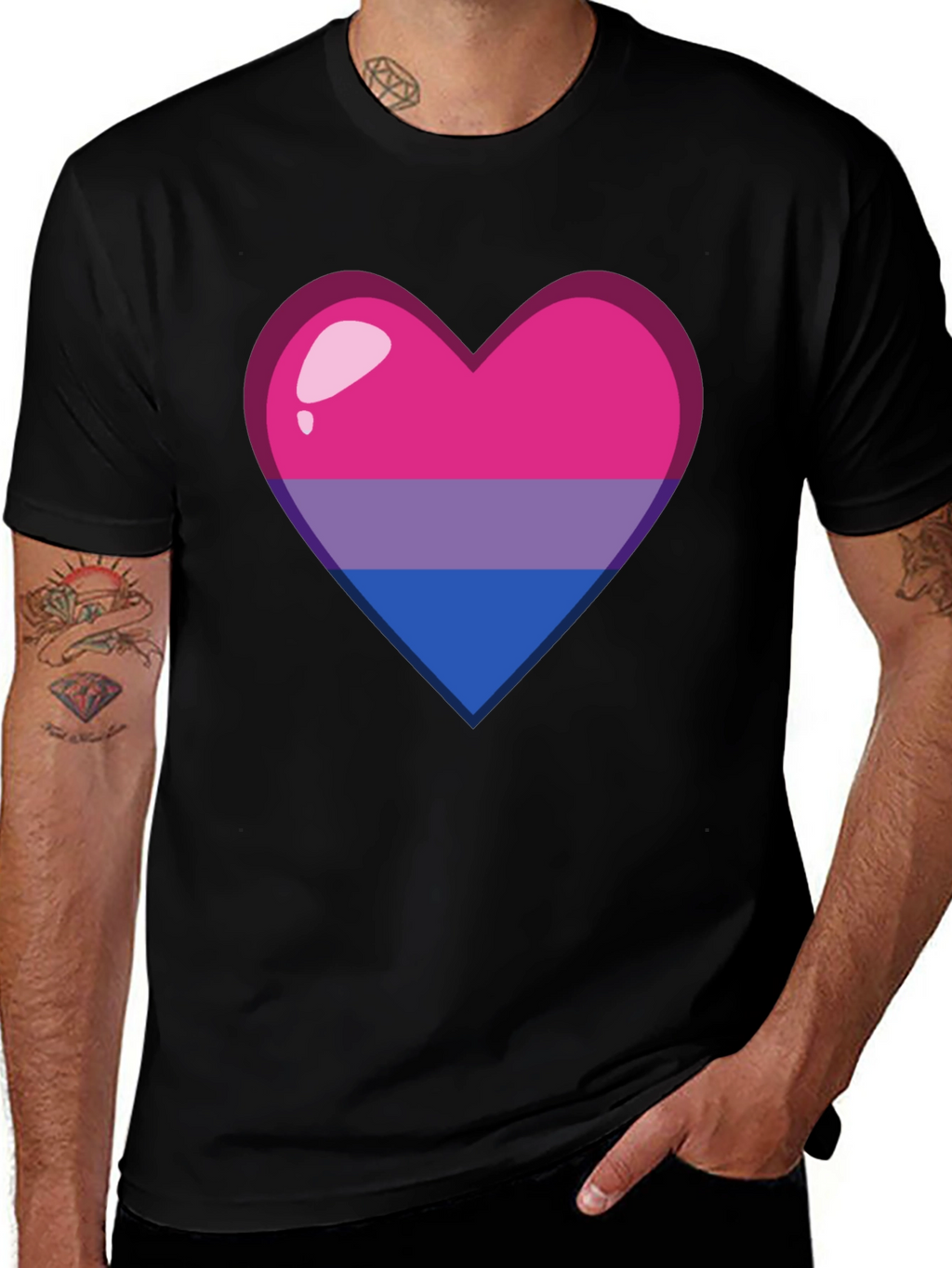 Bisexual Pride Heart Graphic Tee - Soft Cotton Blend