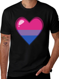 Bisexual Pride Heart Graphic Tee - Soft Cotton Blend