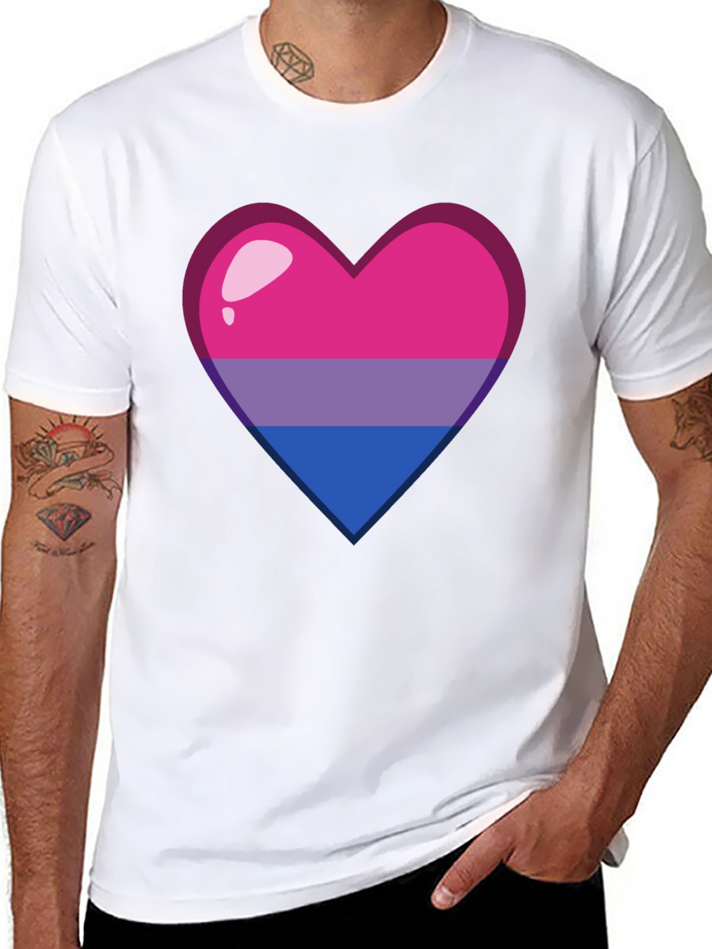 Bisexual Pride Heart Graphic Tee - Soft Cotton Blend