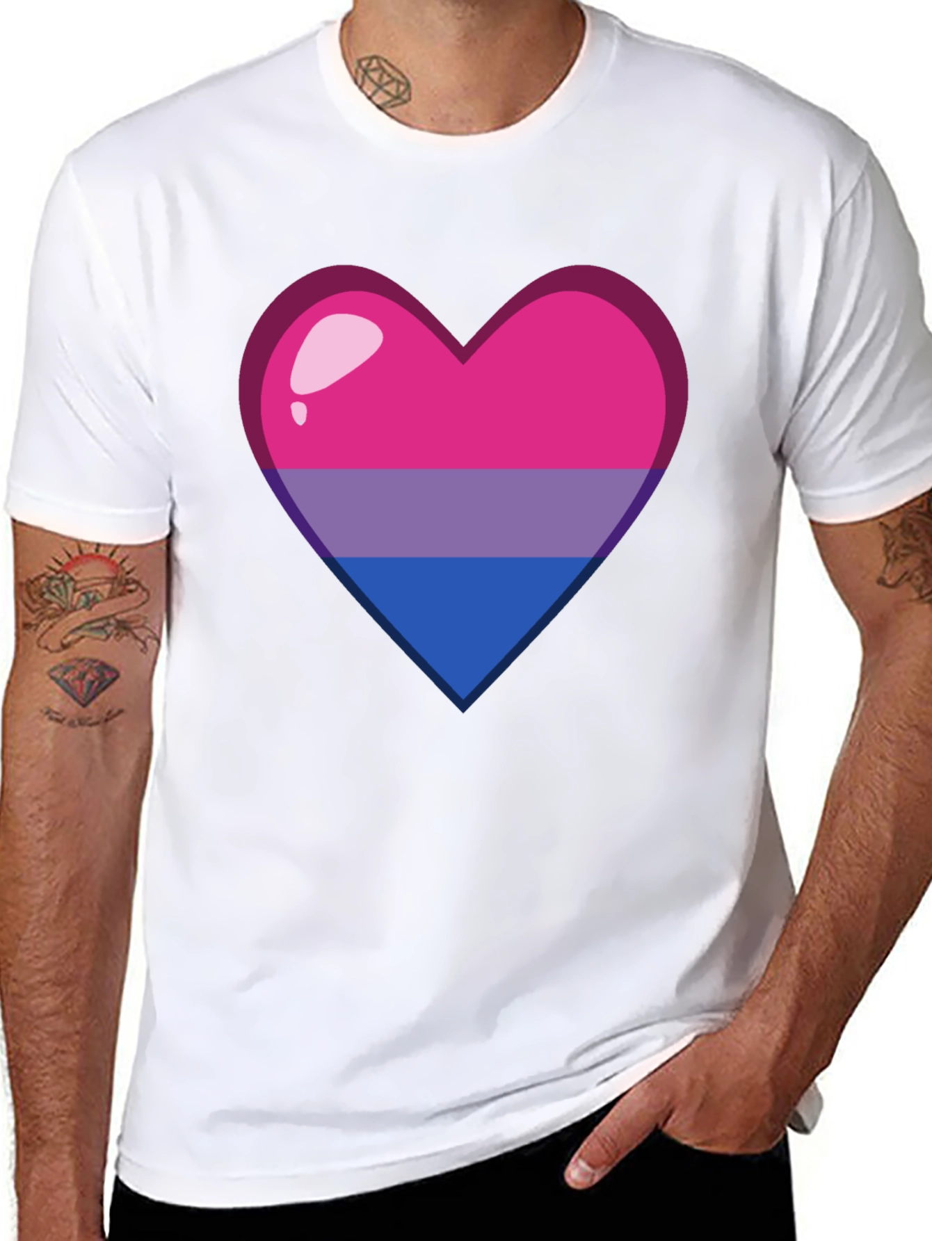 Bisexual Pride Heart Graphic Tee - Soft Cotton Blend