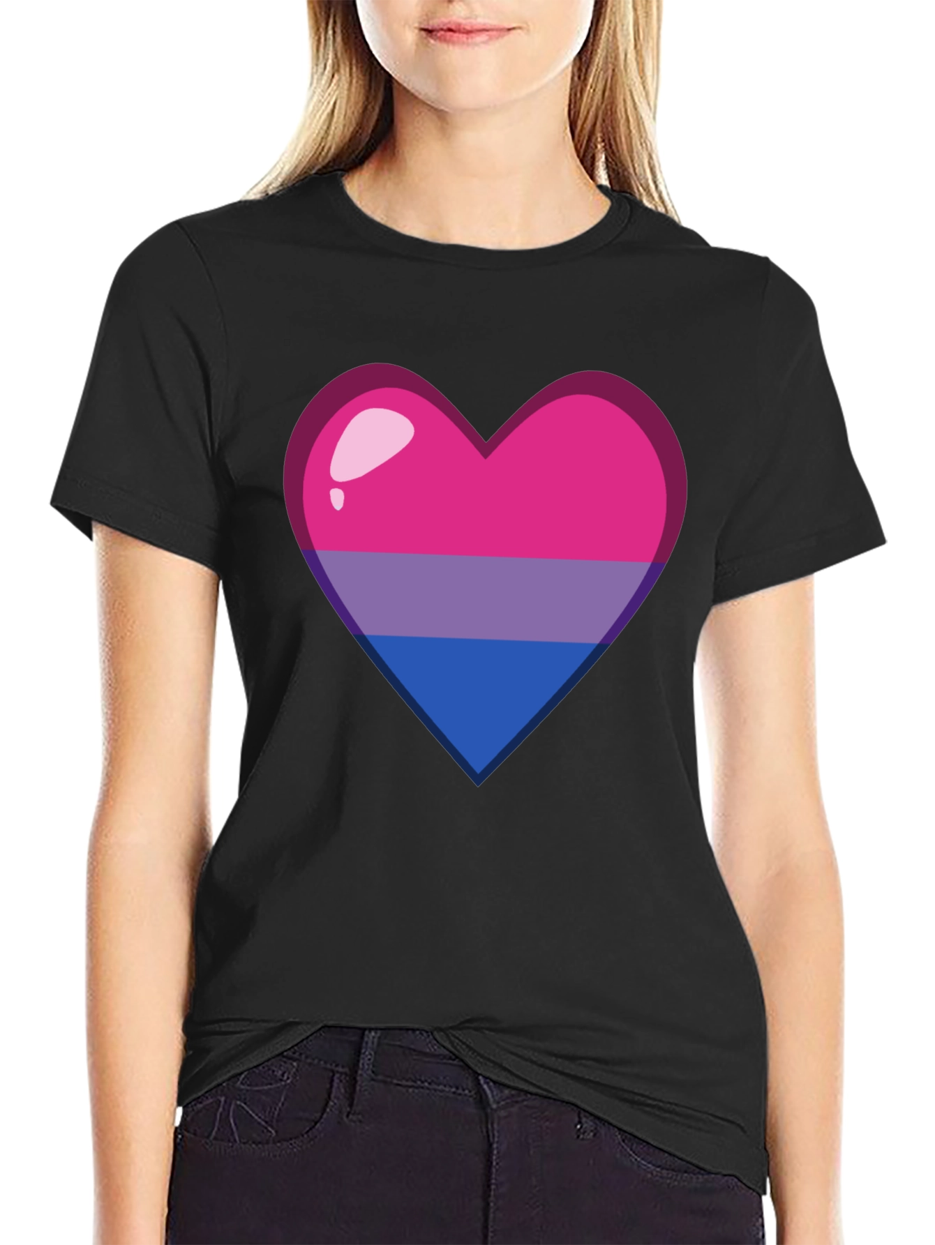 Bisexual Pride Heart Graphic Tee - Soft Cotton Blend