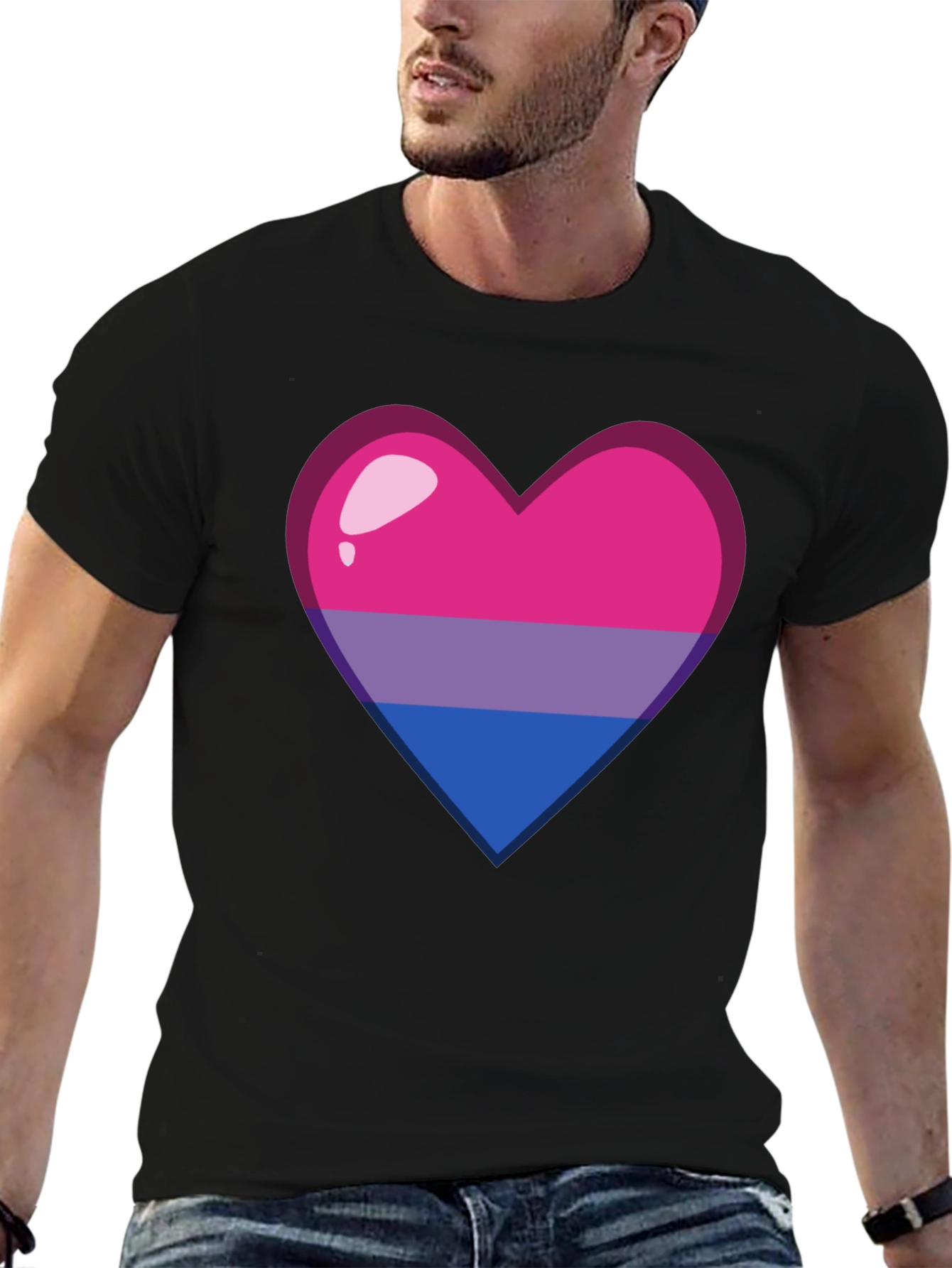 Bisexual Pride Heart Graphic Tee - Soft Cotton Blend
