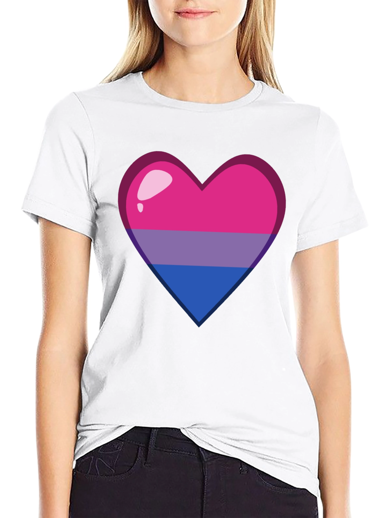 Bisexual Pride Heart Graphic Tee - Soft Cotton Blend