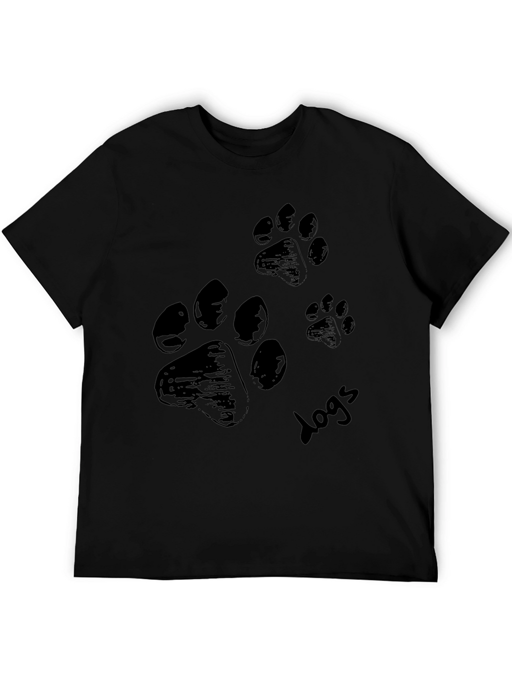 Dog Paw Print T-Shirt - Casual Black Tee