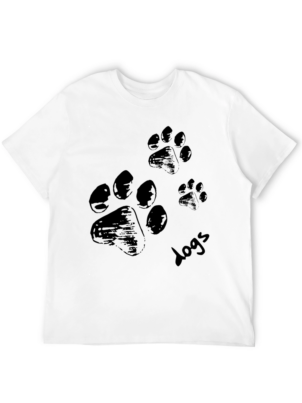 Dog Paw Print T-Shirt - Casual Black Tee