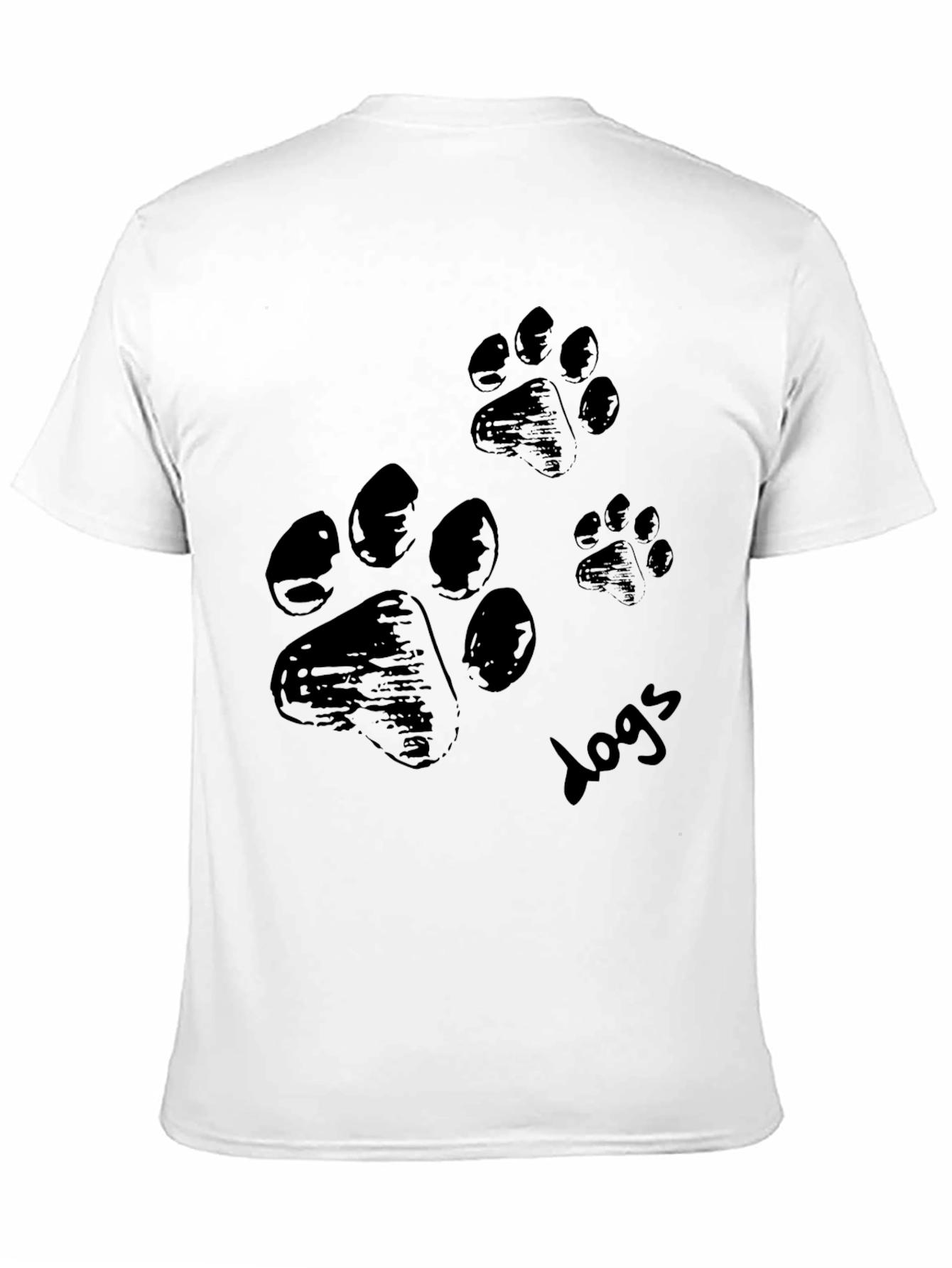 Dog Paw Print T-Shirt - Casual Black Tee