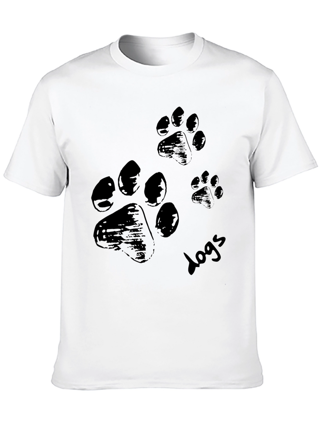 Dog Paw Print T-Shirt - Casual Black Tee