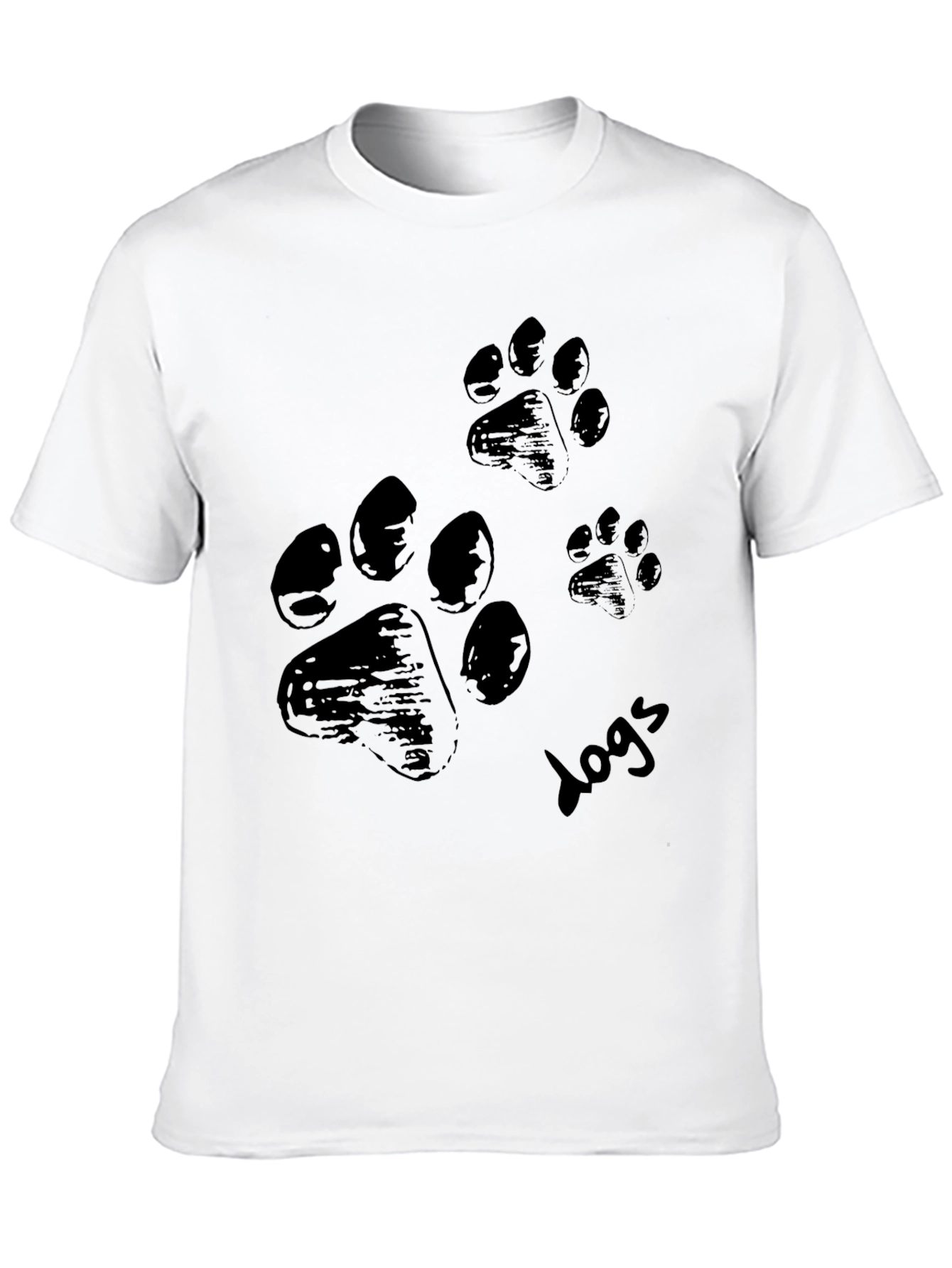Dog Paw Print T-Shirt - Casual Black Tee