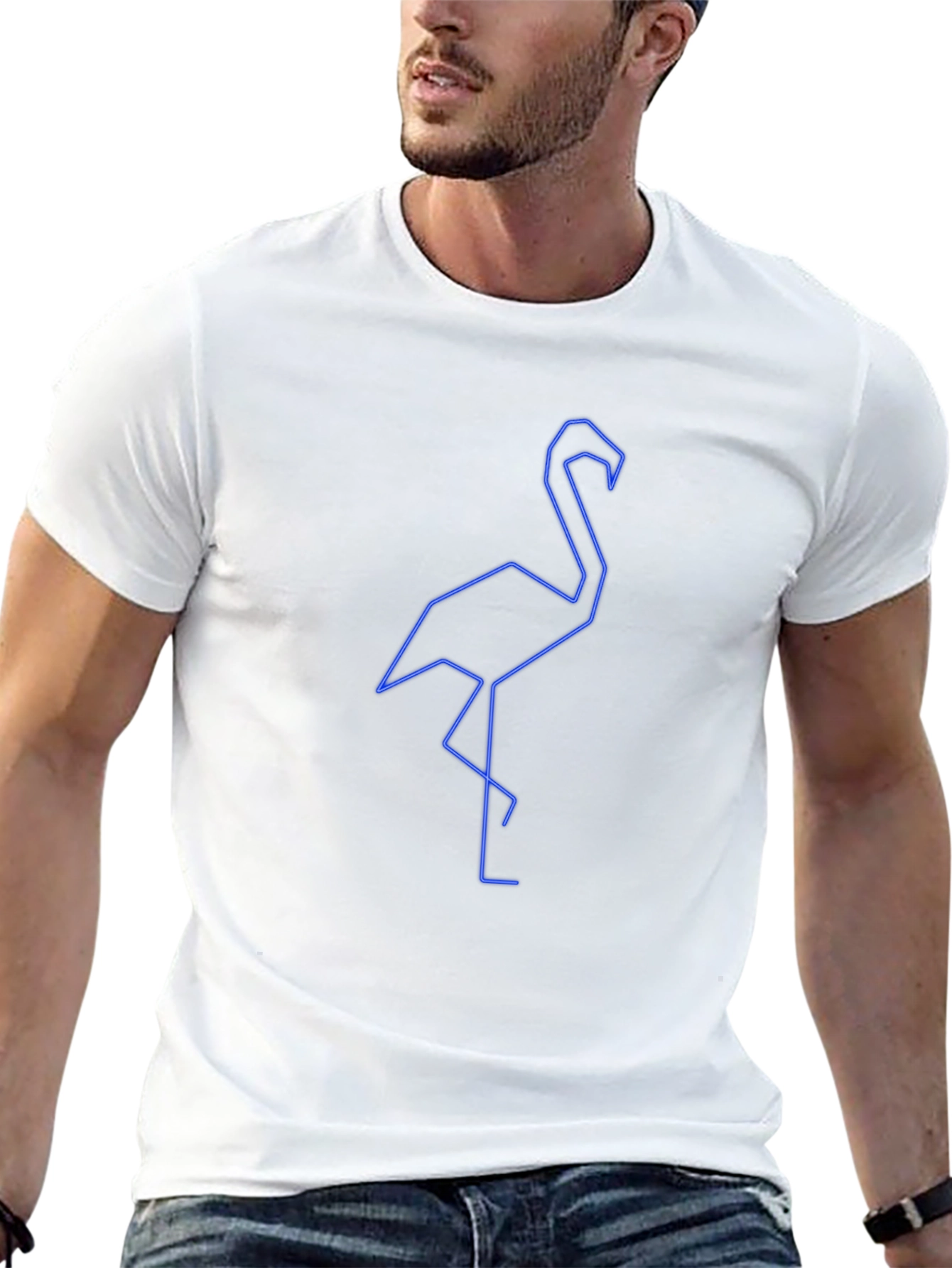 Geometric Flamingo Graphic Tee - Stylish & Modern