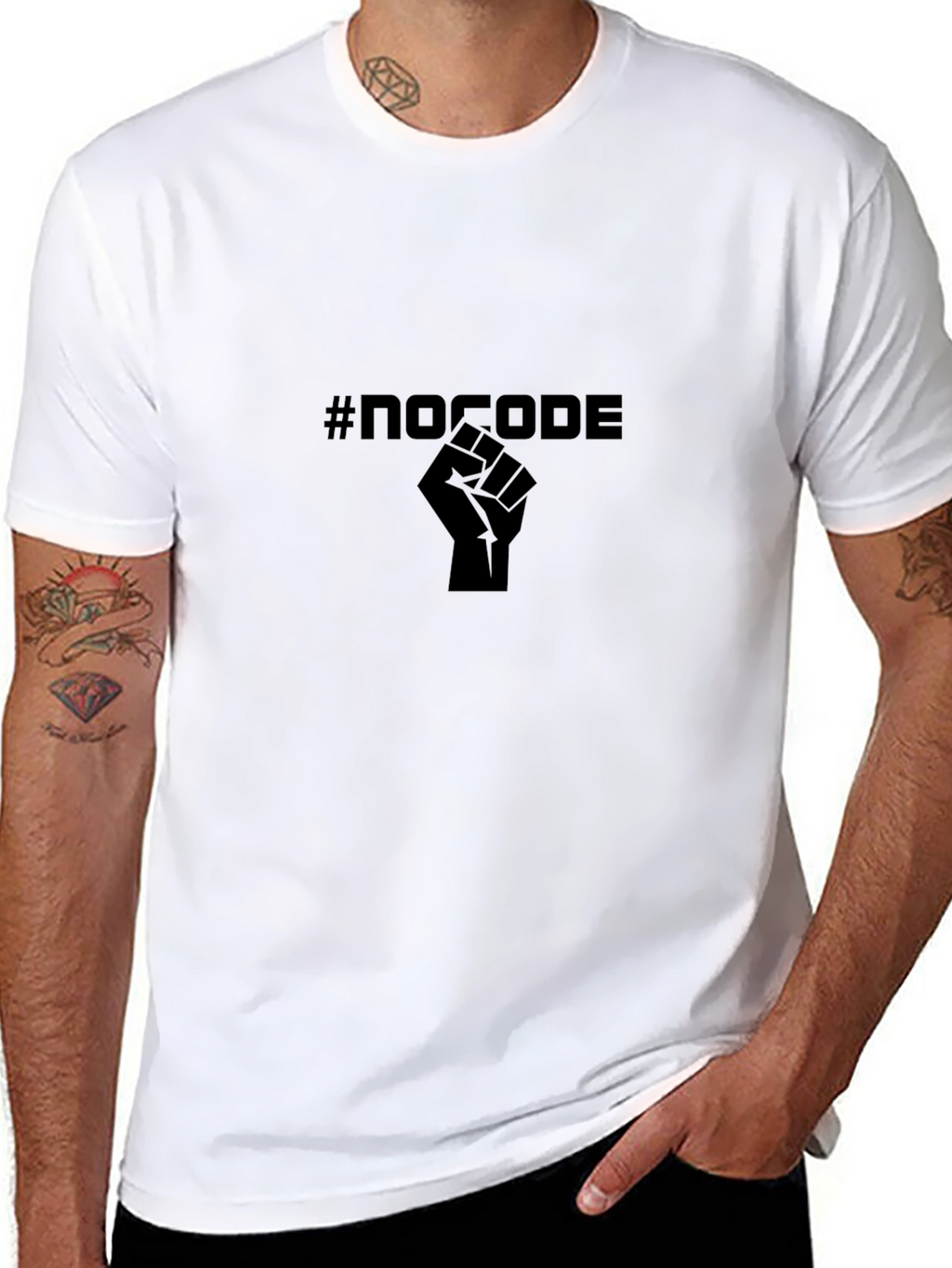 #NoCode Fist Graphic Black T-Shirt - Empowering Software Development