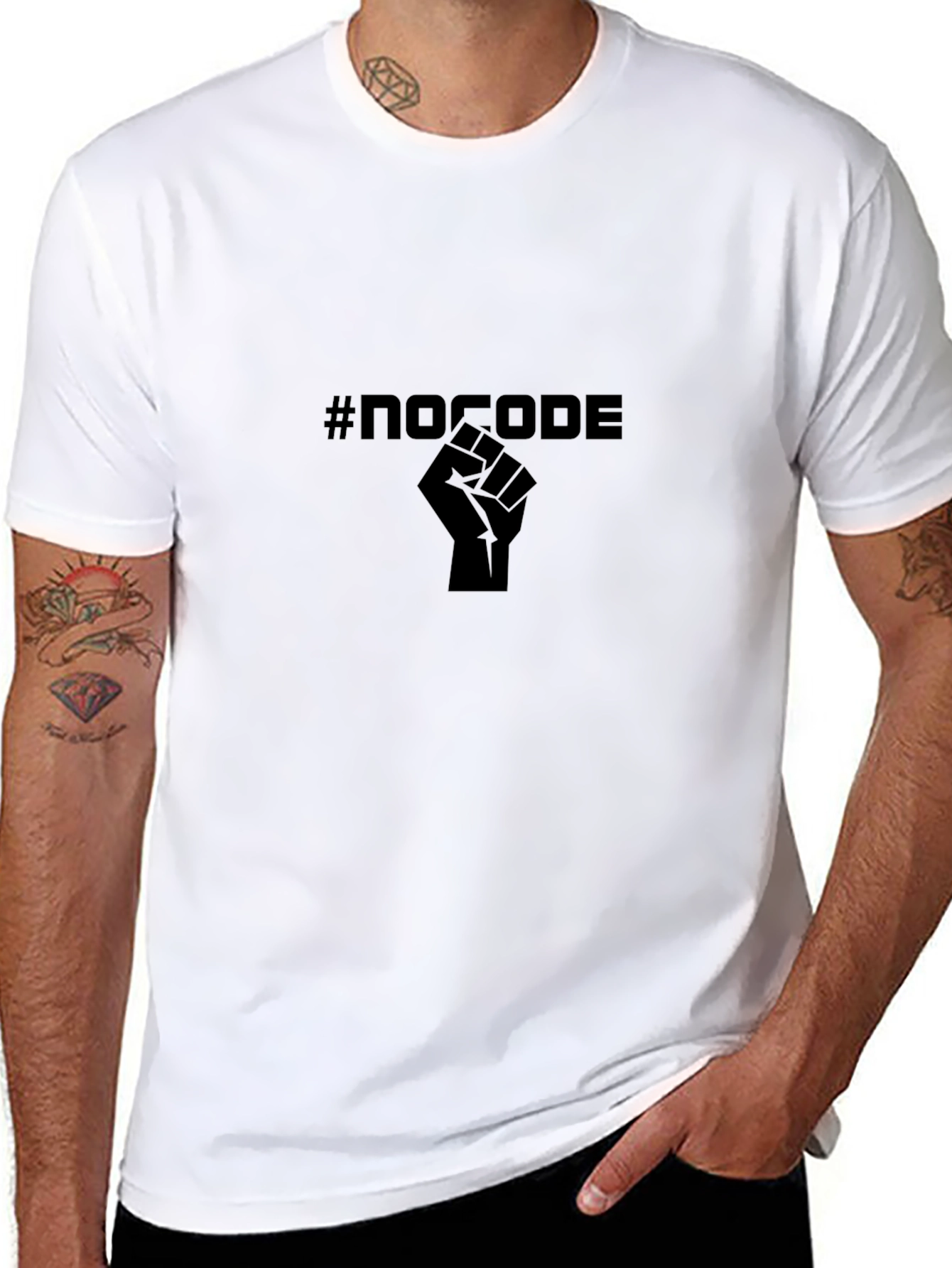 #NoCode Fist Graphic Black T-Shirt - Empowering Software Development