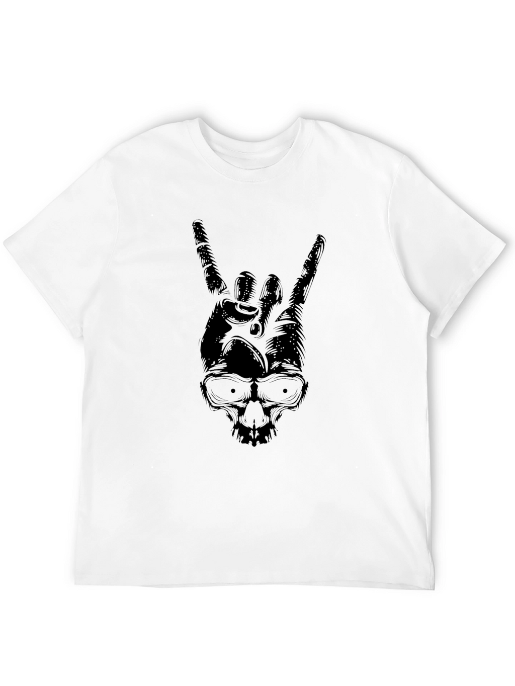 Rock On Skull Graphic T-Shirt - Black