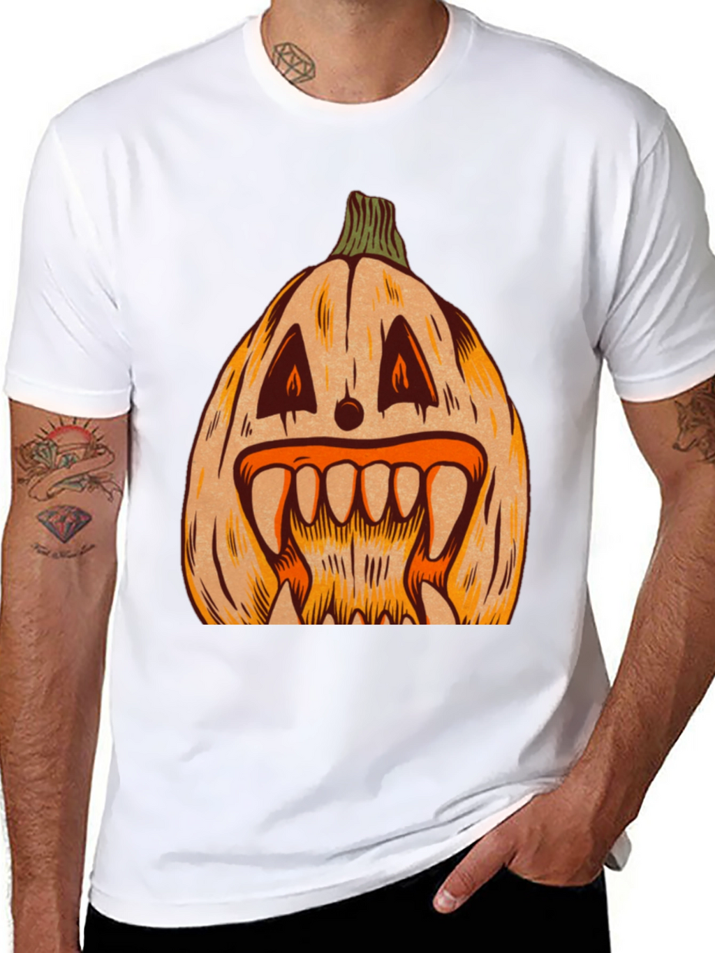 Spooky Pumpkin Graphic Tee - Halloween Shirt