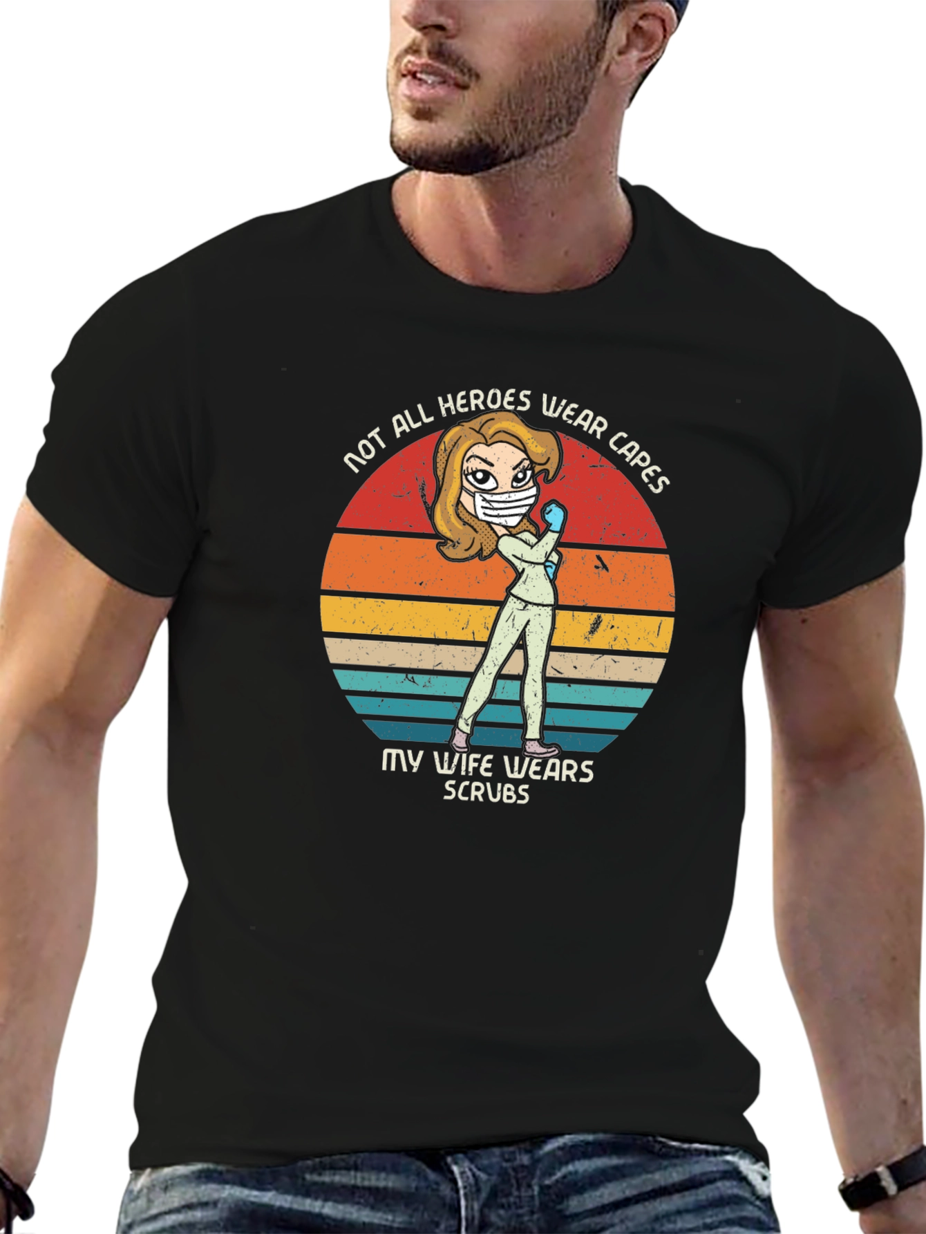 Hero Wife Scrubs Graphic Tee - Black