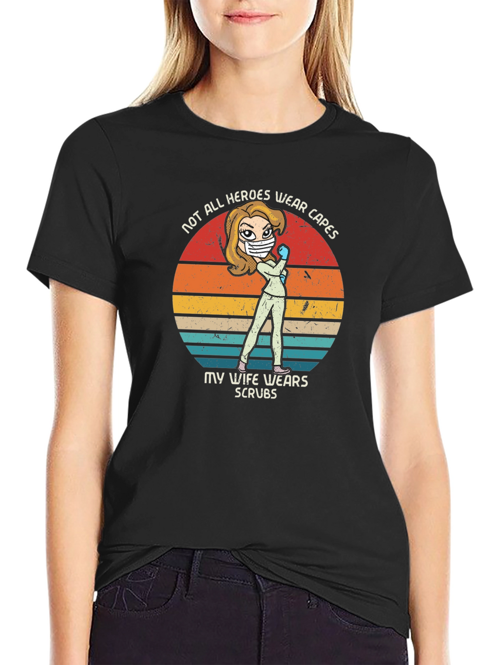 Hero Wife Scrubs Graphic Tee - Black