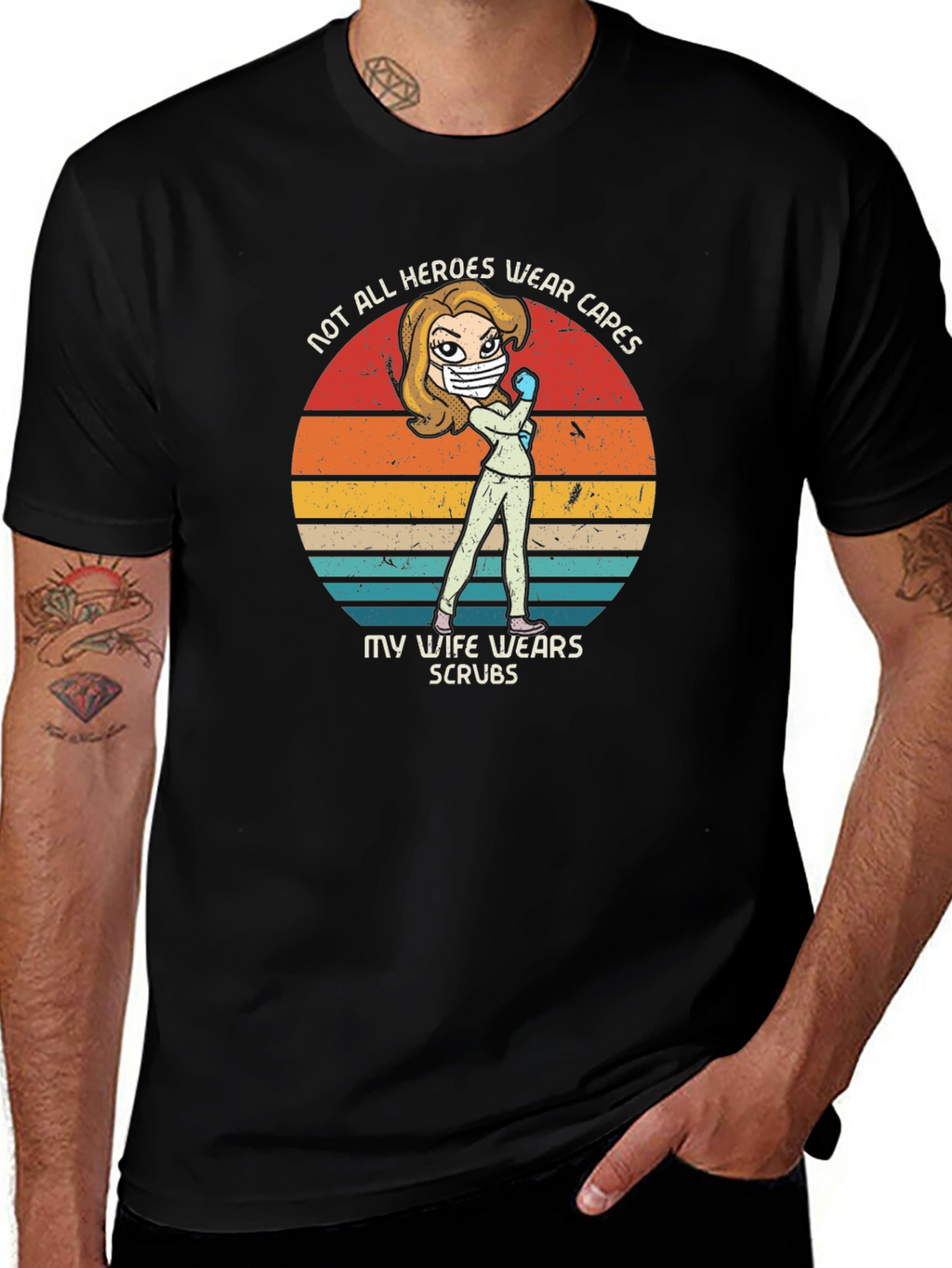 Hero Wife Scrubs Graphic Tee - Black