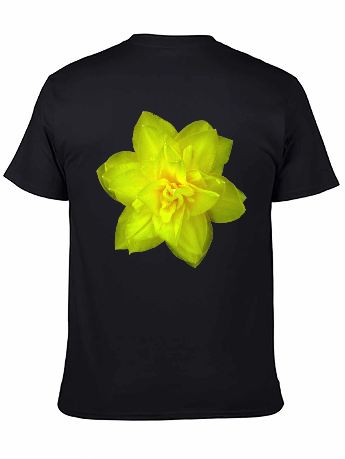 Floral Graphic Tee - Black T-Shirt with Yellow Flower Print
