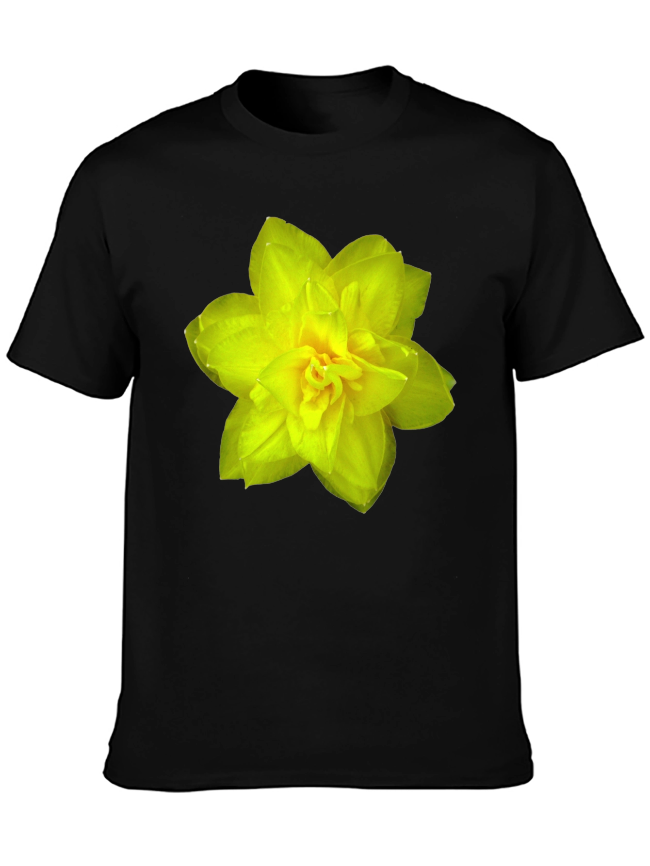 Floral Graphic Tee - Black T-Shirt with Yellow Flower Print